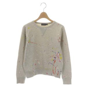 ペイントデザイン 裏起毛プルオーバー スウェット パーカー トレーナー 長袖 XS 杢グレー