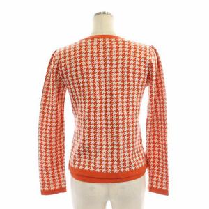 M'S GRACY 千鳥柄 ニット アンサンブル カーディガン 長袖 カットソー 半袖 38 オレンジ 白