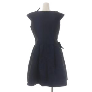 M'S GRACY ワンピース 膝丈 ノースリーブ リボン 38 紺 ネイビー