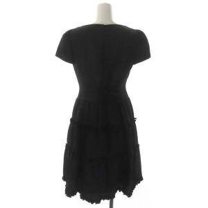 M'S GRACY ワンピース ジャガード 膝丈 フリル 半袖 36 黒 ブラック