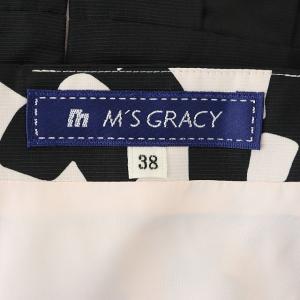 M'S GRACY カメリア ボーダー ワンピース 膝丈 半袖 スクエアネック 38 黒 ブラック アイボリー