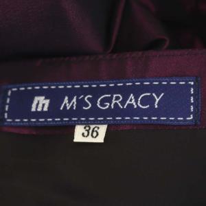 M'S GRACY ワンピース 膝丈 半袖 ベルト付き 36 紫 黒 パープル ブラック