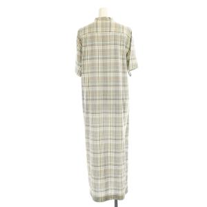 AURALEE SUPER LIGHT WOOL チェック シャツ ワンピース 半袖 ロング 0 ライトベージュ