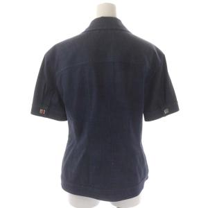 GIVENCHY BOUTIQUES デニム セットアップ 上下 ジャケット 半袖 ストレッチ タイトスカート 膝丈 38 40 紺 ネイビー