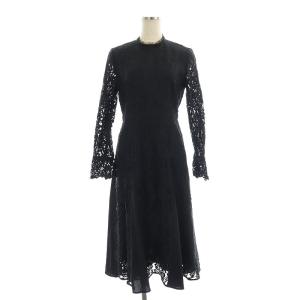 ANAYI ワンピース ロング ミモレ 七分袖 レース 36 黒 ブラック