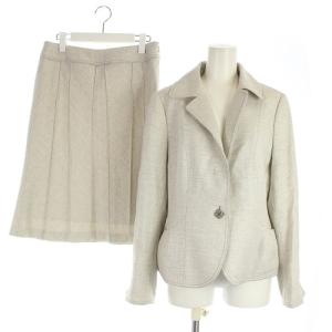 スーツ セットアップ ツイード ジャケット 44 XXL スカート 42 XL ライトグレー