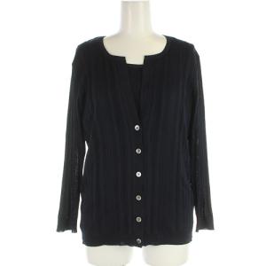 アンサンブル ニット カットソー カーディガン 半袖 七分袖 44 XXL 紺 ネイビー 大きいサイズ