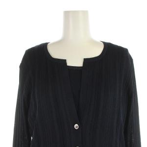 23区 アンサンブル ニット カットソー カーディガン 半袖 七分袖 44 XXL 紺 ネイビー 大きいサイズ