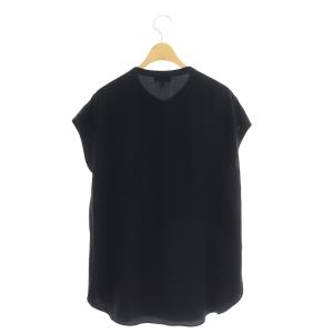 Theory POWDER CREPE UTL SHIRT F ブラウス ハーフボタン フレンチスリーブ S 黒 ブラック