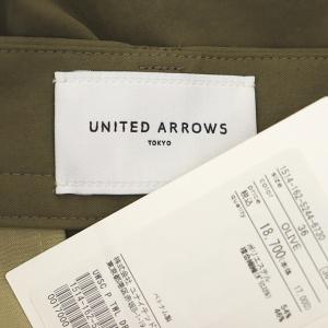 UNITED ARROWS ポリエステルツイルドロストヘムパンツ 裾ドロストパンツ 36 オリーブ