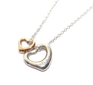TIFFANY&Co. ダブルオープンハート ネックレス AG925 Au750 ペンダント シルバー ピンクゴールド