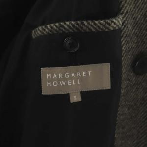 MARGARET HOWELL ソフトツイード ラグランコート ダブル チェスター ロング アウター ウール 2 グレー ブラック