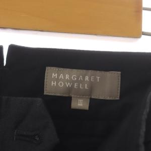 MARGARET HOWELL ワイドパンツ センタープレス ジッパーフライ リネン 3 チャコールグレー