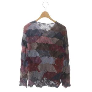 JURGEN LEHL ラミーリネン混 ボーダー柄ミックスニット カットソー 長袖 M マルチカラー