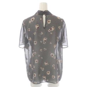 ANAYI フラワー柄 半袖トップス ブラウス プルオーバー シアー 38 グレー