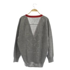 Grace Class スカーフプリントニットカーディガン 長袖 Vネック 36 グレー 紺 赤