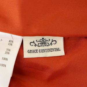 GRACE CONTINENTAL トリアセカシュクールワンピース 切替 レース ミモレ丈 ロング 半袖 36 オレンジレッド