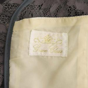 Grace Class シルクカフス付レースワンピース ロング 七分袖 36 グレー