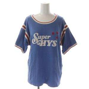 23SS SUPER HYS刺繍 Tシャツ カットソー 半袖 星 F 青 ブルー