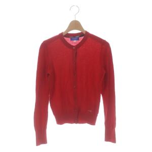 BLUE LABEL CRESTBRIDGE チェック カーディガン ニット 長袖 38 赤 レッド