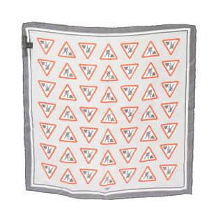 ANYA HINDMARCH スカーフ シルク ワーク柄 総柄 ロゴ グレー マルチカラー