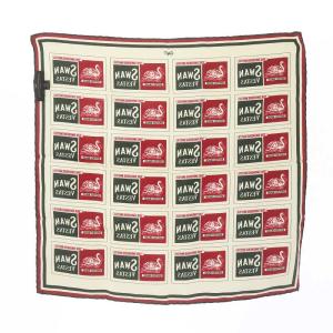 ANYA HINDMARCH スカーフ シルク スワン柄 総柄 ベージュ マルチカラー