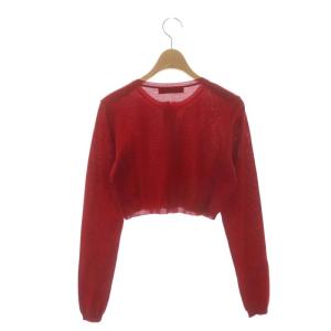 VALENTINO シルクカシミヤ混ウールクロップドカーディガン ニット 長袖 M 赤 レッド