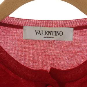VALENTINO シルクカシミヤ混ウールクロップドカーディガン ニット 長袖 M 赤 レッド