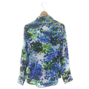 STELLA McCARTNEY 総柄 シルク シャツ 長袖 34 青 緑 白 黒