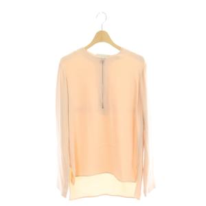 ハーフジップ ブラウス 長袖 プルオーバー 36 スモークピンク