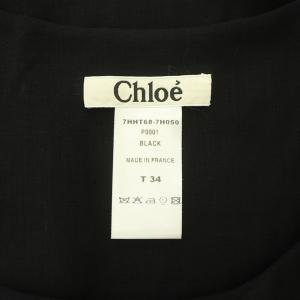 Chloe ブラウス 五分袖 プルオーバー Uネック チューリップスリーブ フランス製 34 黒 ブラック