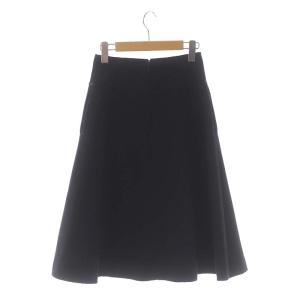 René ベーシック フレアスカート ロング ミモレ丈 34 黒 ブラック