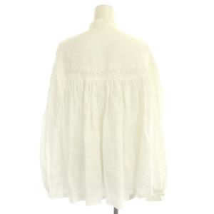 Scye リネン高密度タックシャツ ブラウス 長袖 38 ホワイト