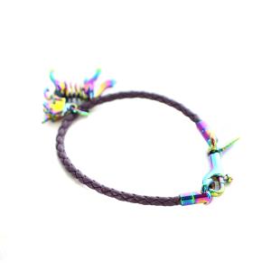 COACH フレンドシップ ブレスレット ブレイデッド チャーム レザー 紫 パープル