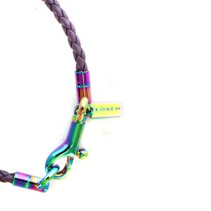 COACH フレンドシップ ブレスレット ブレイデッド チャーム レザー 紫 パープル