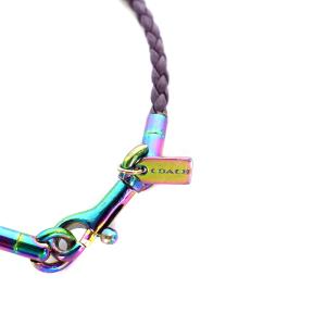 COACH フレンドシップ ブレスレット ブレイデッド チャーム レザー 紫 パープル