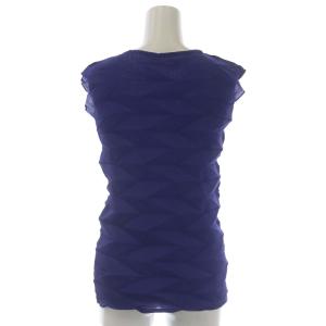 me ISSEY MIYAKE ノースリーブカットソー クルーネック 透け感 青 ブルー