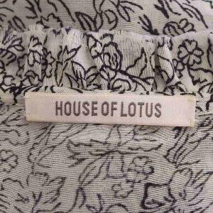 HOUSE OF LOTUS コットンシルク 小花柄 半袖ワンピース ロング M 白 黒 ホワイト ブラック