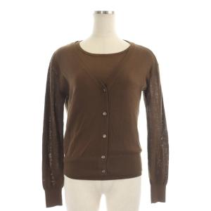 アンサンブル コットン ノースリーブニット カットソー カーディガン 長袖 38 茶 ブラウン