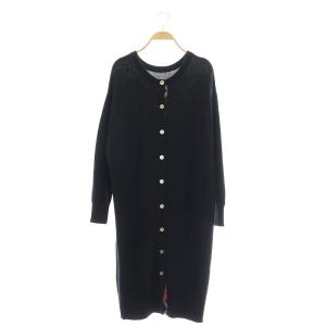 ロングニット ワンピース 長袖 38 黒 ブラック