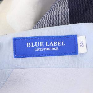 BLUE LABEL CRESTBRIDGE チェック キャミワンピース レースアップ ロング 38 水色 紺 ベージュ