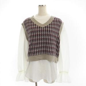 22AW Blue Lab EZUMi MIXニットジャカードベストセット カットソー 長袖 38 白 グレージュ 紺