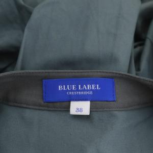 BLUE LABEL CRESTBRIDGE 23SS ハイカウントコットンワンピース ロング 長袖 バンドカラー チェック 38 グリーングレー