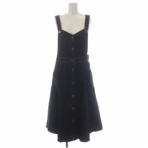 22SS ヴィンテージカラーツイルサロペットスカート ワンピース ロング デニム 38 紺 ネイビー