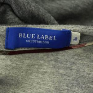 BLUE LABEL CRESTBRIDGE ワンピース 長袖 膝丈 フレア バックリボン コットン混 36 グレー