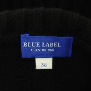 BLUE LABEL CRESTBRIDGE ニット ワンピース ミモレ ロング 長袖 チェック タートルネック ドッキング 切替 ウール混 38 黒 オフホワイト 赤