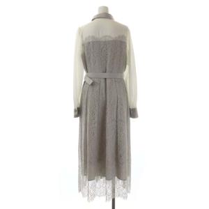 Diagram GRACE CONTINENTAL 22SS レース切替 シャツワンピース ロング ミモレ丈 長袖 ベルト付き インナー付き 38 グレー 白 ホワイト
