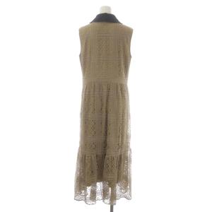 Diagram GRACE CONTINENTAL 21AW 衿刺繍ティアードワンピース ロング ノースリーブ 38 ベージュ 黒 ブラック
