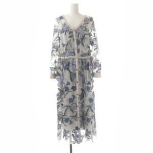 21SS チュールフラワー刺繍ドレス 38 グレー