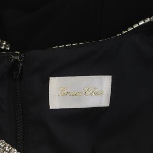 Grace Class 配色ビジューラインワンピース ノースリーブ ミモレ ロング 38 黒 ブラック 白 ホワイト